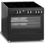 Nieuw!! Fitelli FK9001ZW keramisch Vrijstaand fornuis Zwart 90CM breed met heteluchtoven