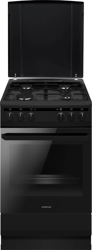 311x840 Inventum VFG5020GZWA - Vrijstaand gasfornuis - Elektrische hetelucht oven - 4 kookzones - 50 cm - 62 liter - Zwart - Afbeelding 1