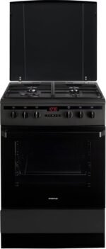 Inventum VFG6034WGZWA - Vrijstaand gasfornuis - Elektrische oven - 4 kookzones - 60 cm - Zwart