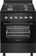 Wiggo WO‑E603R(BB) – Vrijstaand gasfornuis – 60 cm – 4 kookzones – 56L elektrische oven – Zwart