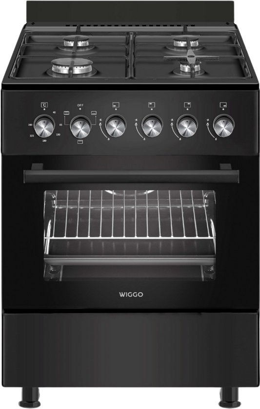 533x840.jpg Wiggo WO‑E603R(BB) – Vrijstaand gasfornuis – 60 cm – 4 kookzones – 56L elektrische oven – Zwart - Afbeelding 1