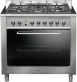 Indesit KP 958 MS.B(X)/O (T) zilver gasfornuis 90cm met heteluchtoven met wokbrander