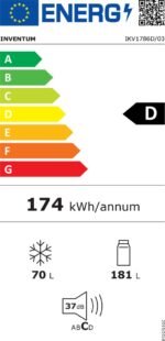 Inventum IKV1786D 178 cm energiezuinige inbouw koel-vriescombinatie - 251 liter - Koelkast met vriesvak 70 liter - Vershoudlade - Supervriezen - Led-verlichting - Deur op deur - Wit - Afbeelding 9