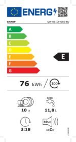 Sharp QWNS1CF49ESEU - vrijstaande vaatwasser - 45cm - Zilver - Afbeelding 6