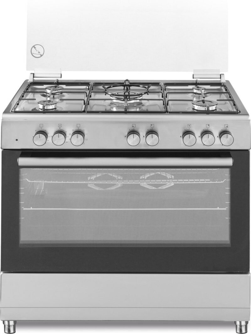 903x1200.jpg EDY 5 pit gasfornuis grijs 90cm breed met hete lucht oven - Afbeelding 1