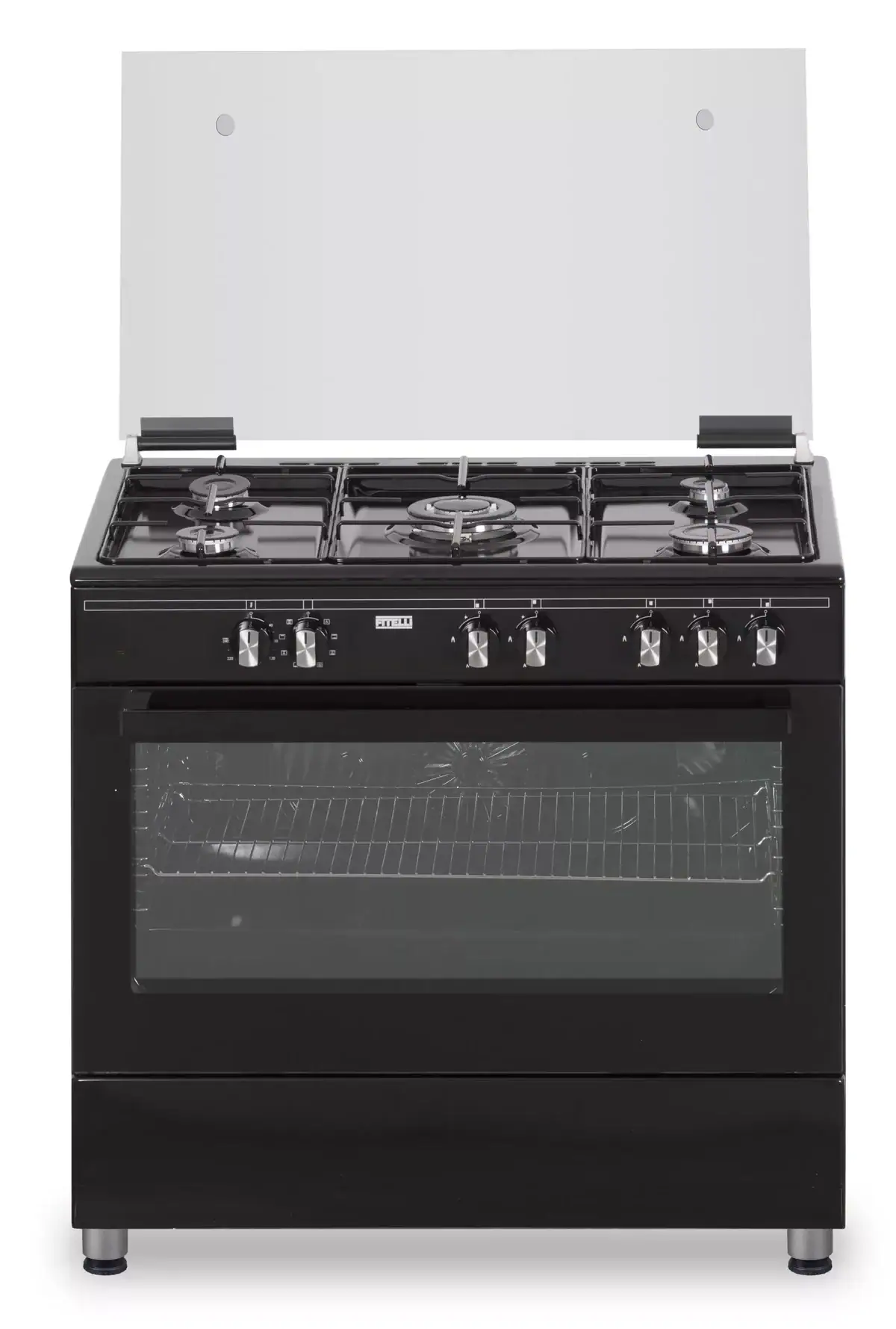 FG9001ZW-copy-scaled-1-jpg-webp.webp B-keus!! Fitelli FG9001ZW zwart gasfornuis 90cm met hetelucht - Afbeelding 1