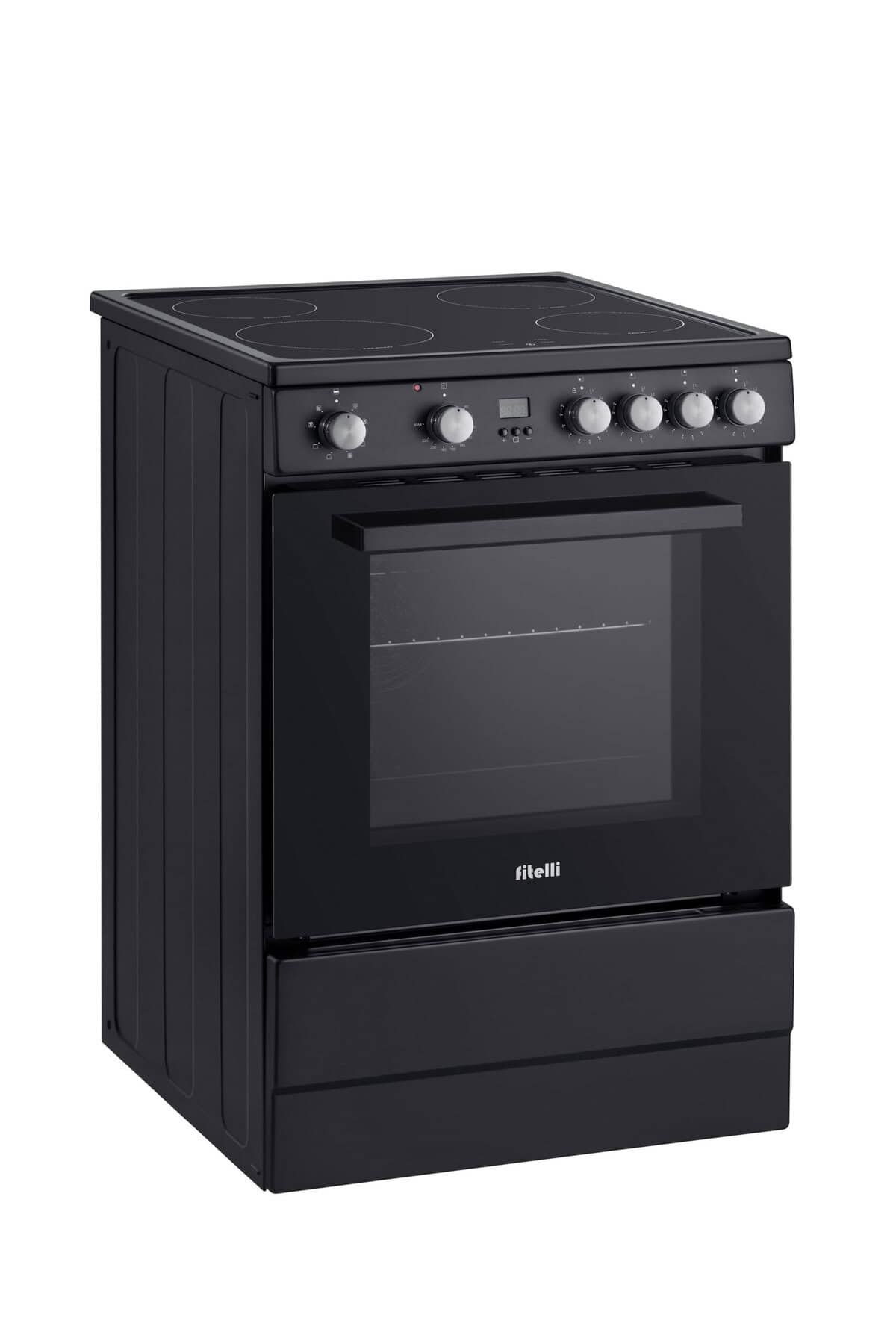FI6001ZW-1.jpg Fitelli FI6001ZW Inductie Fornuis Vrijstaand 60 cm – Boosterfunctie – met Heteluchtoven – Zwart - 2fase - Afbeelding 1