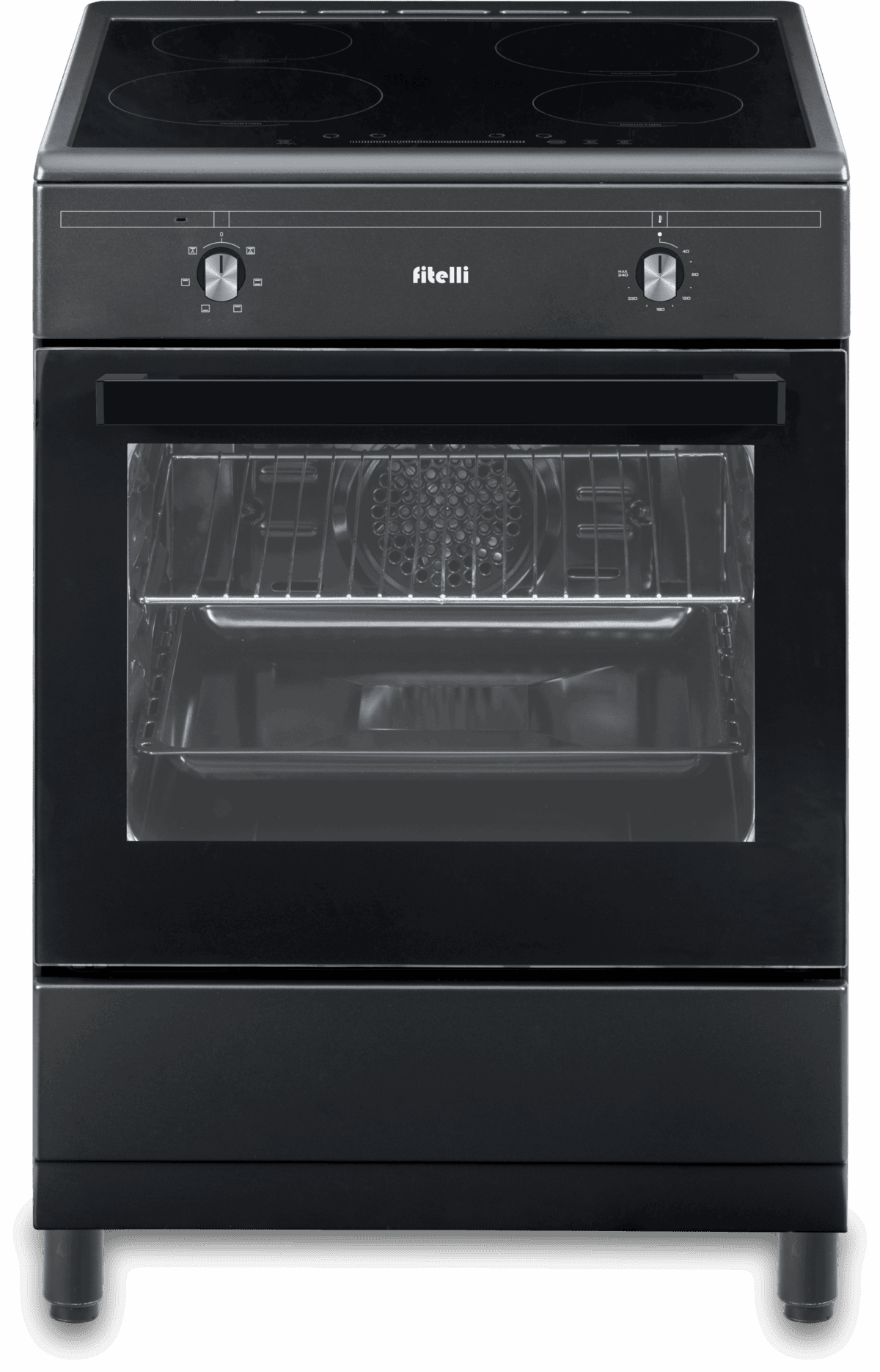 L02A2258-scaled-1.png Schade! Fitelli FI6003ZW Inductie Fornuis Vrijstaand 60 cm – Boosterfunctie – met Heteluchtoven – Mat Zwart - 2 en 3 fase - Afbeelding 1