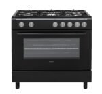 Proff FSGE-9060-BL Zwart gasfornuis 90cm Met Hetelucht oven