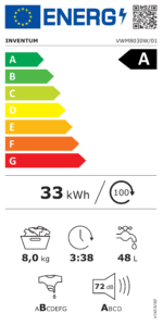 Inventum VWM8030W - Wasmachine - 8kg - 14 programma's - 1400 toeren - Energieklasse A - Steam Clean - Afbeelding 6
