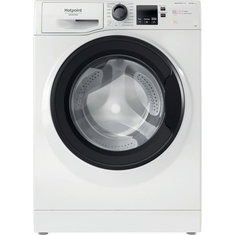 hotpoint-nf825wk-it-washing-machine-front-load-8-kg-1400-rpm-b-white Outlet!! Hotpoint/Ariston NBB 8258 WDV IL Wasmachine 8 kg - Afbeelding 1